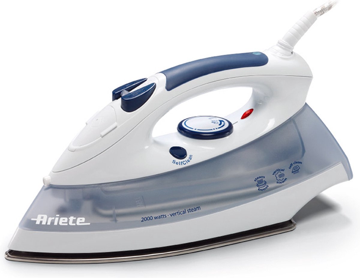 Ariete 6214 Stoomstrijkijzer Roestvrijstalen zoolplaat 2000W Transparant, Wit strijkijzer