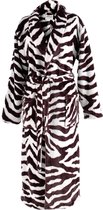 iSleep Badjas - Zebra Print - Zachte Fleece - Lang Model - Maat L - Bruin/Wit