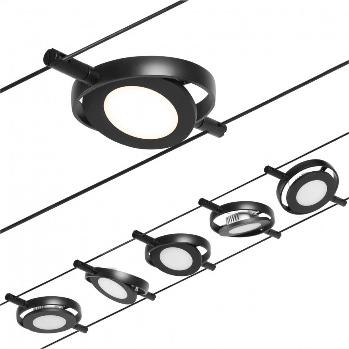 Paulmann 94418 Kabelsysteem compleet LED vast ingebouwd LED Zwart (mat), Chroom