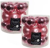 54x stuks kleine kerstballen lippenstift roze van glas 4 cm - mat/glans - Kerstboomversiering