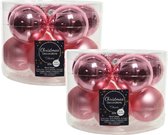 40x stuks kerstballen lippenstift roze van glas 6 cm - mat/glans - Kerstboomversiering