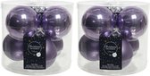 18x stuks kerstballen heide lila paars van glas 8 cm - mat en glans - Kerstversiering/boomversiering