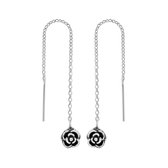 Zilveren oorbellen | Chain oorbellen | Zilveren chain oorbellen, geoxideerde roos