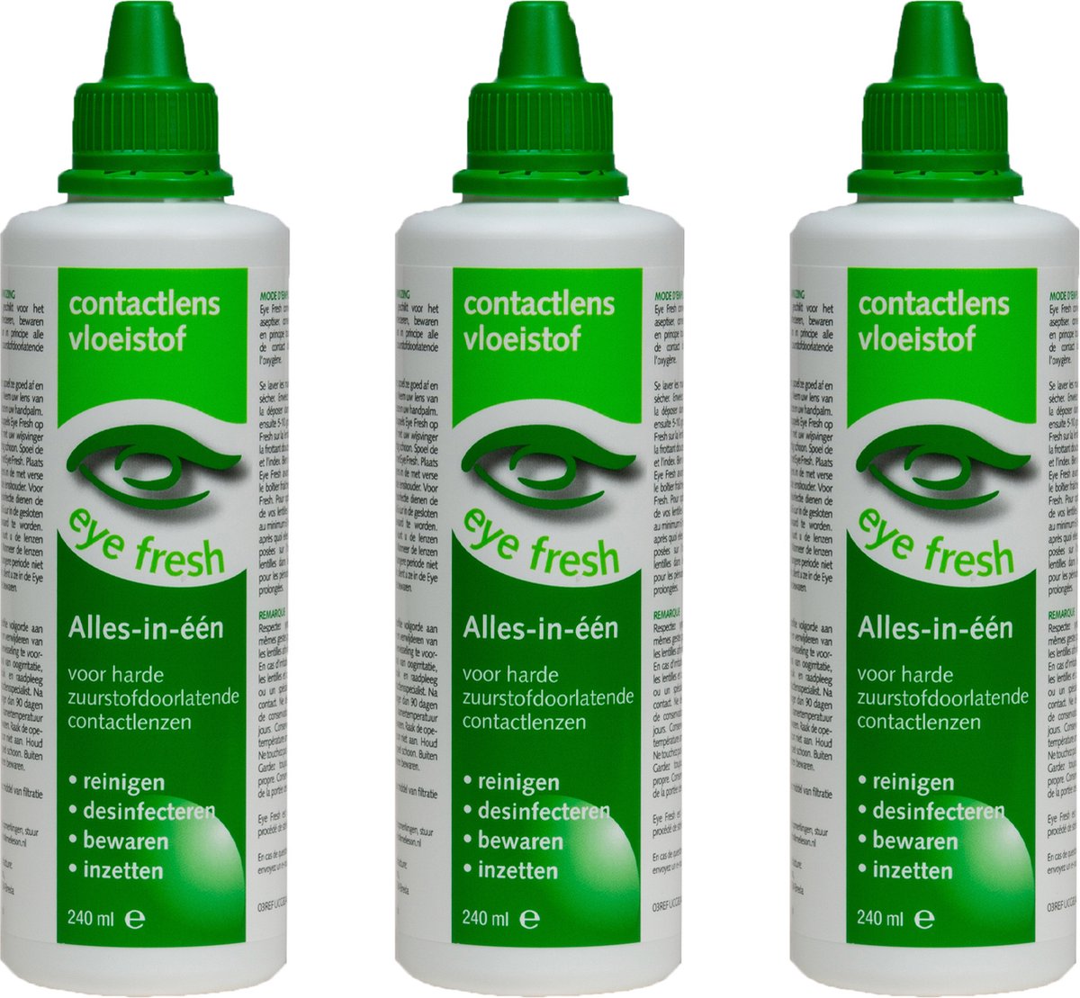 Eye Fresh 3 x 240 ml - Lenzenvloeistof voor harde contactlenzen - Voordeelverpakking