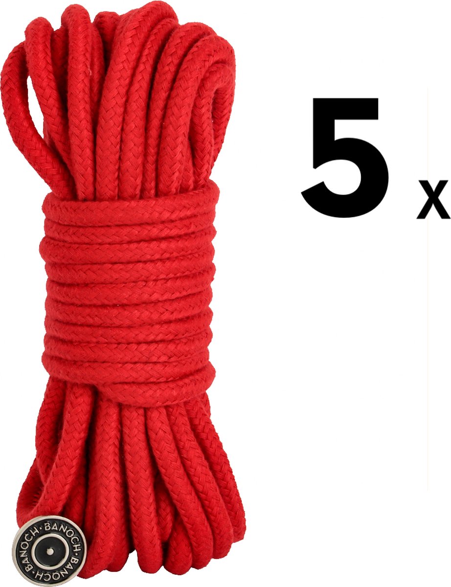 Goedkoopste Banoch | bondagetouw rood 5 x 10 meter | katoen zonder kern | zacht
