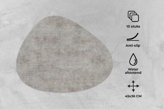 Set de table bio - Napperons bio - Sets de table - Imprimé béton - Ancien - Grijs - Motifs - 10 pièces