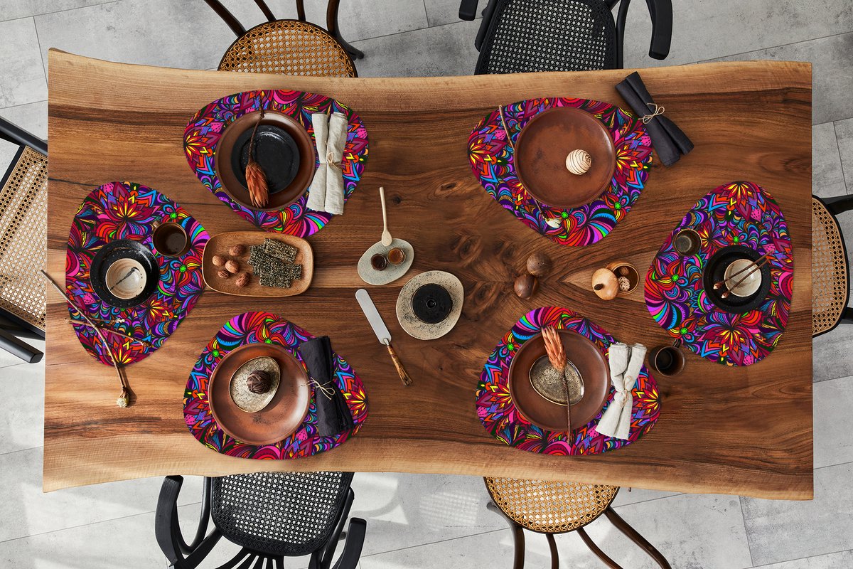 Placemat organisch - Placemats organic - Onderleggers - Patroon - Jungle - Abstract - 6 stuks