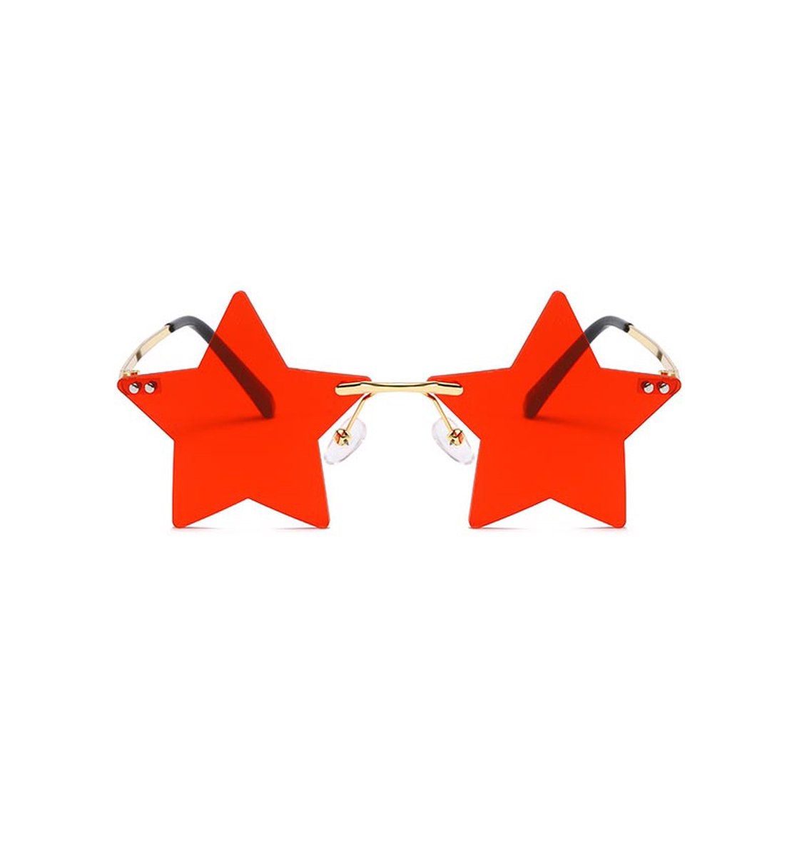 Freaky Glasses - Zonnebril ster - Festivalbril - Bril - Feest - Glasses - Heren - Dames - Unisex - Kunststof - rood