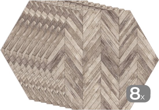 Napperons hexagon - Sets de table - Set de table hexagone - Etagère - Motifs - Brocante - 8 pièces