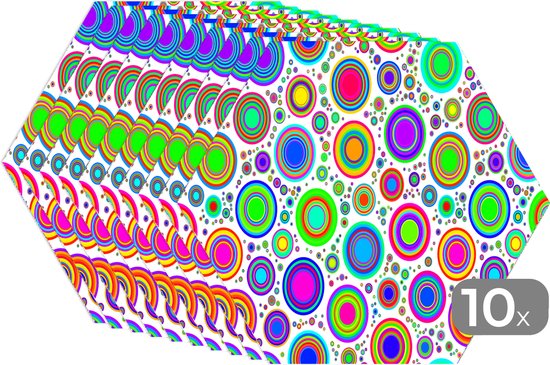 Napperons de table hexagon - Sets de table Sets de table - Set de table hexagone - Motif - Pois - Cercle - 10 pièces