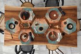Napperons hexagon - Sets de table - Set de table hexagone - Métal - Imprimé rouille - Bronze - Blauw - Abstrait - Structure - 10 pièces