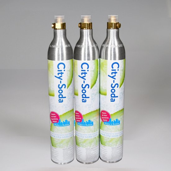 City-Soda 3 x originele koolzuurcilinder geschikt voor SodaStream (geen Quick Connect), Aarke & Levivo, ION Water Cooler en MySoda - Co2 cilinder tot 60 liter bruiswater per vulling