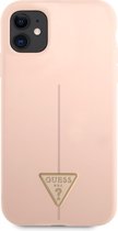 Guess Silicone Triangle Line Back Case - Geschikt voor Apple iPhone 11 (6.1") - Roze