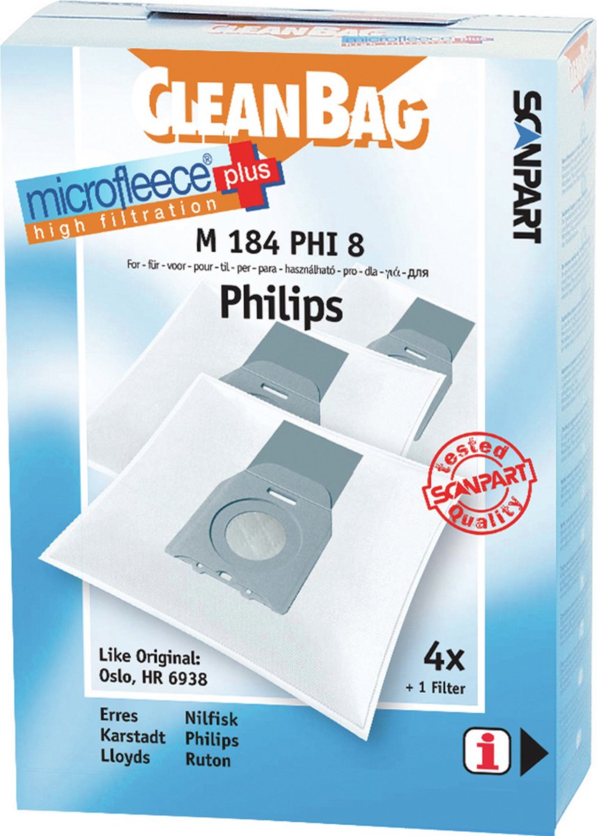 Scanpart - Stofzuigerzakken - Geschikt voor Philips - 4 stuks