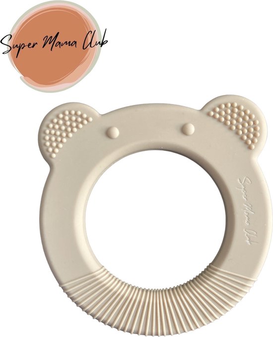 Super Mama Club® Bijtring baby siliconen beige – Koelbijtring koelkast –  Bijtketting –... | bol