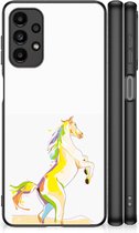 GSM Hoesje Geschikt voor Samsung Galaxy A13 4G Leuk TPU Back Case met Zwarte rand Horse Color