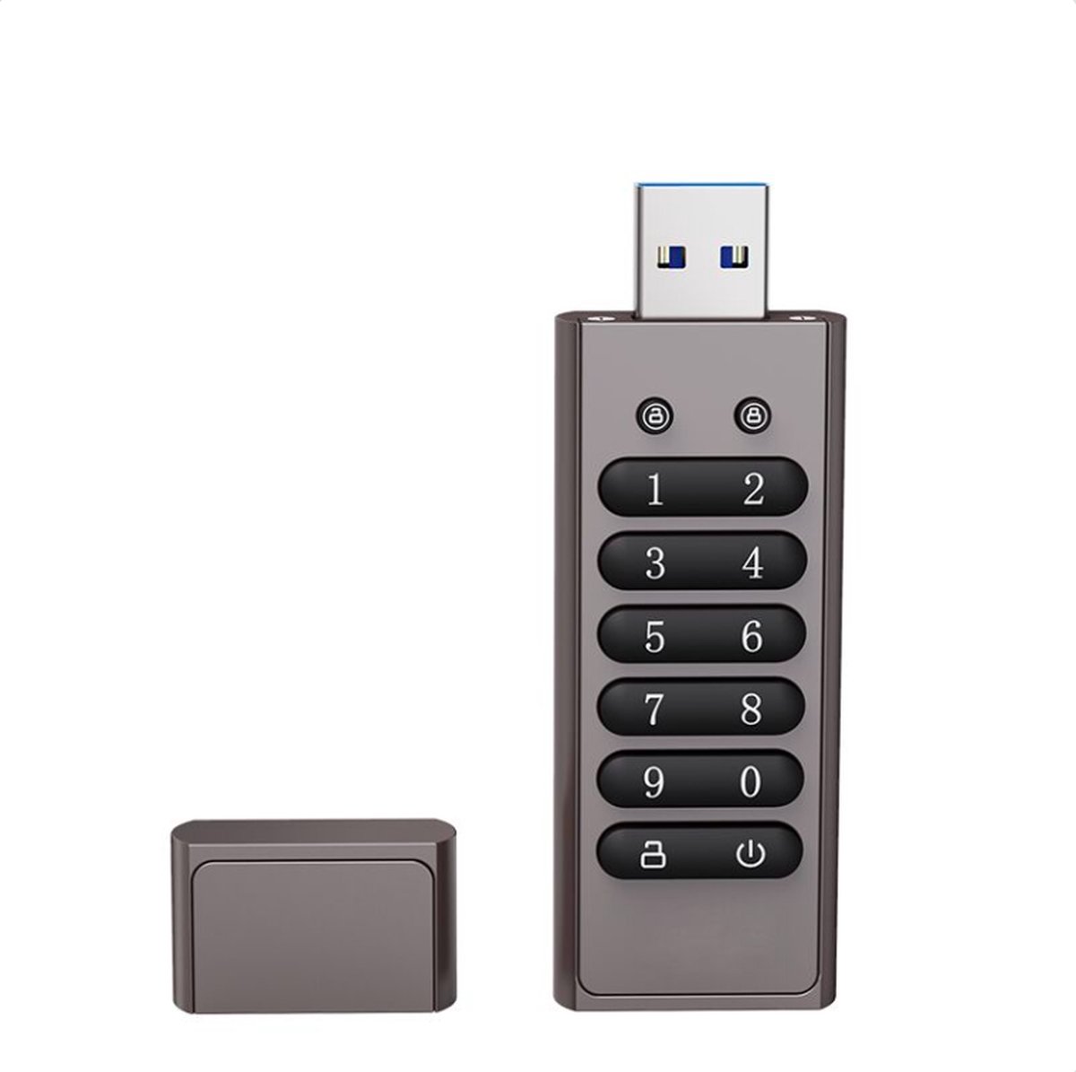 NTRONIC USB Encryped Flash Drive | 64 GB | USB 3.0 Stick | AES256 Encryptie | Beveiligd met pincode | Wachtwoord | Privé documenten | Geheime documenten | Zakelijk gebruik | Bitcoin | Crypto | Crypto currency| | Anti-kras | Model 2024