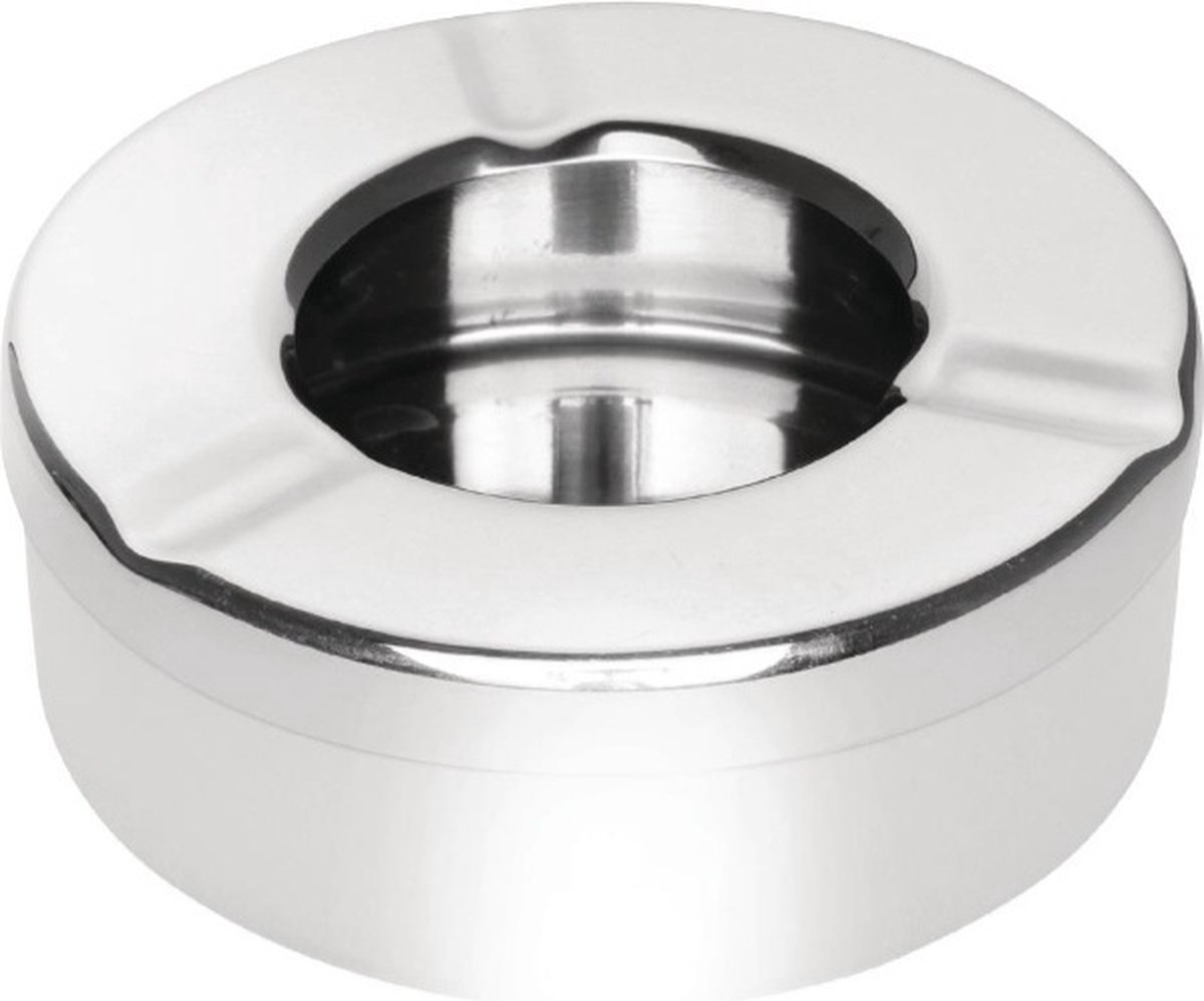 RVS terrasasbak - Tafelasbak - Asbak RVS met halfopen deksel - Zilver