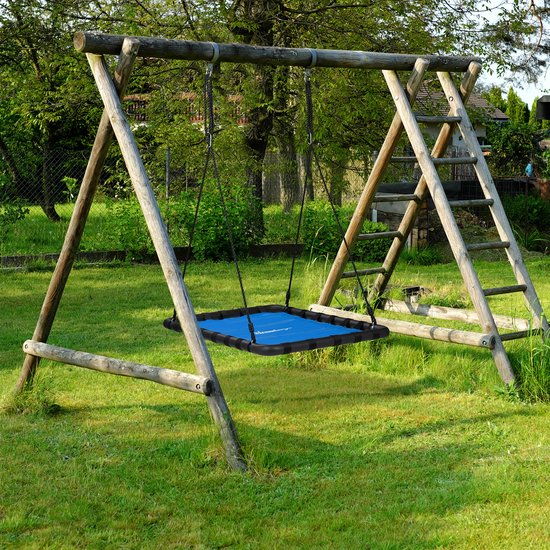 Nestschommel | Schommel Kinderen | Kinderschommel | Maximale Belasting 150 kg | Exclusief Vlaggetjes | Blauw / Zwart / Gele Touwen