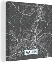 Peinture sur Toile Blauw – Allemagne – Carte – Plan de Ville – Carte – Aalen - 20x20 cm - Décoration murale