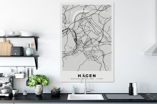 Peinture sur toile Allemagne - Plan de la ville - Plan d'étage - Haies - Carte - 80x120 cm - Décoration murale