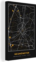 Tableau Peinture sur Toile Allemagne – Black and Gold et Or – Neumünster – Plan de Ville – Carte – Plan d'étage - 60x90 cm - Décoration murale