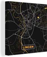 Canvas Schilderij Stadskaart – Plattegrond – Duitsland – Goud – Lingen – Kaart - 90x90 cm - Wanddecoratie