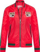 MHM Fashion - Veste d'été pour femme Bomber Jacket Tiger Heads Zwart - Rouge - Taille M