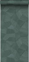 Origin Wallcoverings eco texture vlies behang grafisch 3D motief petrolgroen - 347823 - 0.53 x 10.05 m