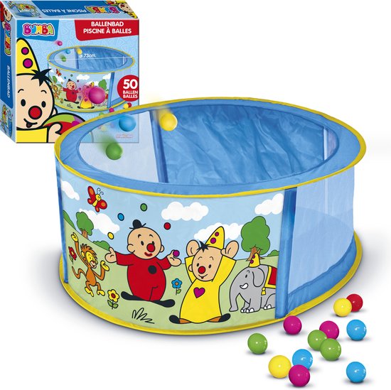 Relaxdays Ballpit with 50 Balls and Basketball Net Pop Up Hexagonal Children's Ball Pit, 81 x 129 x 108 cm, Coloured