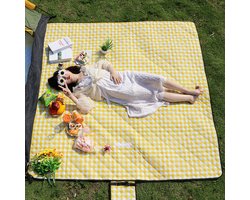 Fuegobird- Picknickdeken-200 x 200 cm-Stranddeken- Opvouwbare campingdeken- Waterdicht- Zanddichte picknickmat- Draagbare tuin-strandmat- Machinewasbaar- voor kamperen- Tuin- Park- Strand-geschikt voor kinderen's kruipdeken (geel)