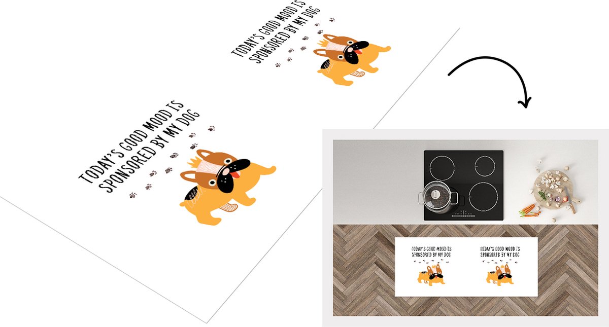 KitchenYeah Keukenloper - Loper keuken - Quotes - Spreuken - Today's good mood is sponsored by my dog - Honden - 120x50 cm - Keukenloper vinyl Multicolor
