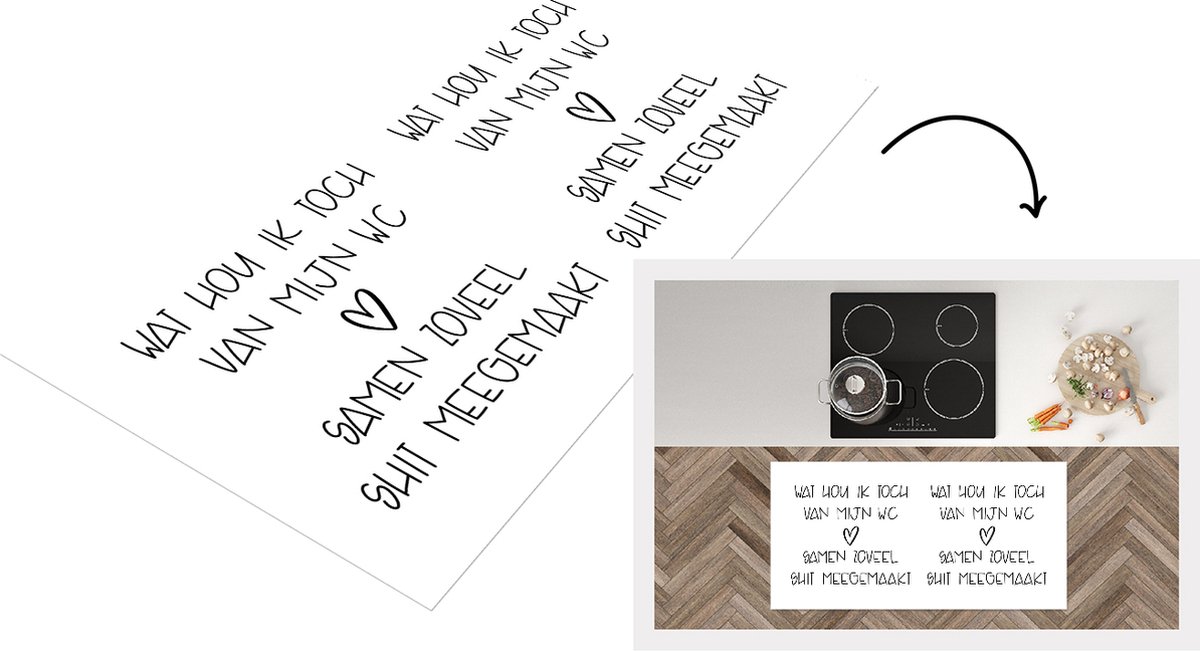 KitchenYeah Keukenloper - Loper keuken - Spreuken - Quotes - Wat hou ik toch van mijn wc, samen zoveel shit meegemaakt - Shit - 120x60 cm - Keukenloper vinyl Multicolor