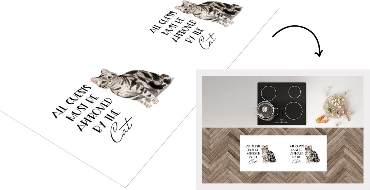 KitchenYeah Keukenloper - Loper keuken - Quotes - Katten - Spreuken - All guests must be approved by the cat - 120x50 cm - Keukenloper vinyl Multicolor