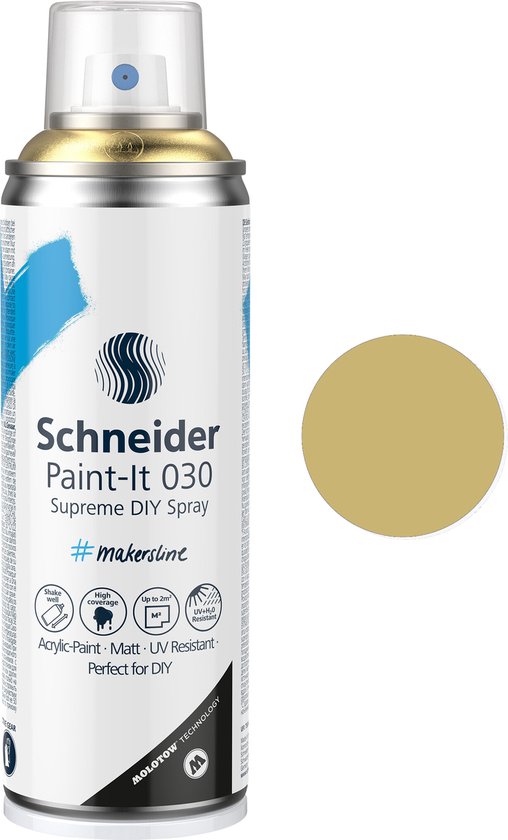 Schneider spuitbus verf - Paint-it 030 - DIY spuitverf - acrylverf - 200ml - goud metallic - S-ML03051066