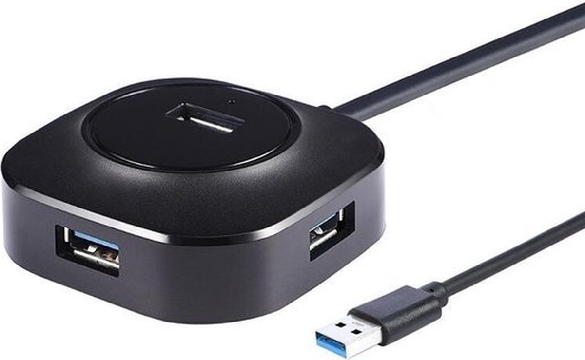 WiseGoods Zwarte 3.0 USB Hub - Zeer snel met 4 poorten - Splitter - 5 GB per seconde - Geschikt voor Windows, Mac en Linux - 1 M