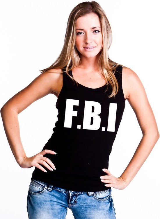 Foto: Politie fbi tekst singlet shirt tanktop zwart dames l