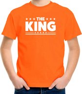 The King tekst t-shirt oranje kids - kids shirt The King - oranje kleding 104/110