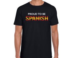 Spanje Proud to be Spanish landen t-shirt - zwart - heren - Spanje landen shirt met Spaanse vlag/ kleding - EK / WK / Olympische spelen supporter outfit S