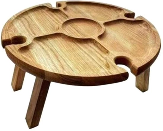 Draagbare picknicktafel voor buiten, ronde houten picknicktafel, opvouwbare picknicktafel/bartafel voor buiten, geschikt voor tuinen, campings en stranden - klein formaat — afbeelding 5