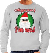 Foute Kersttrui / sweater - ask your mom í am real - grijs voor heren - kerstkleding / kerst outfit XXL