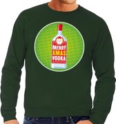 Foute kersttrui / sweater Merry Chrismas Vodka groen voor heren - Kersttrui voor wodka liefhebber L