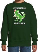 Christmas tree rex Kerstsweater / Kerst trui groen voor kinderen - Kerstkleding / Christmas outfit 152/164