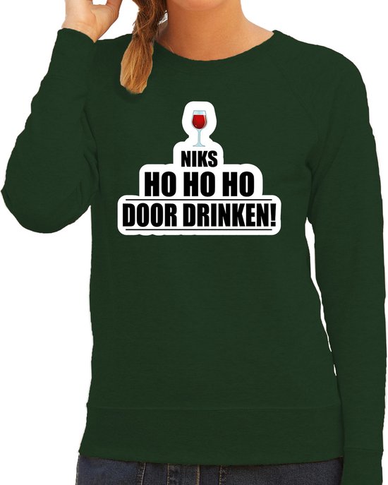 Pull de Noël Niks ho ho ho drink wine moche - vert - femme - pulls de Noël / outfit de Noël L