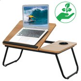 TrueLogic Alpha laptoptafel – bedtafel - laptop verhoger - Laptop standaard - bedleestafel - bedtafel inklapbaar - Standaard in houtkleur
