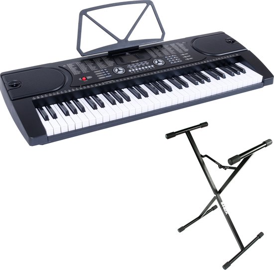 Áengus A289 Clavier avec support, tabouret de piano et microphone