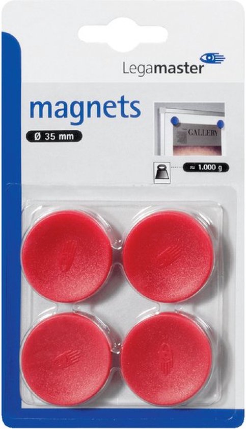 Foto: Magneet legamaster 30mm 850gr rood 4stuks