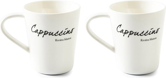 Riviera Maison Mok Met Tekst - Classic Cappuccino Mug - Wit - 1 stuks