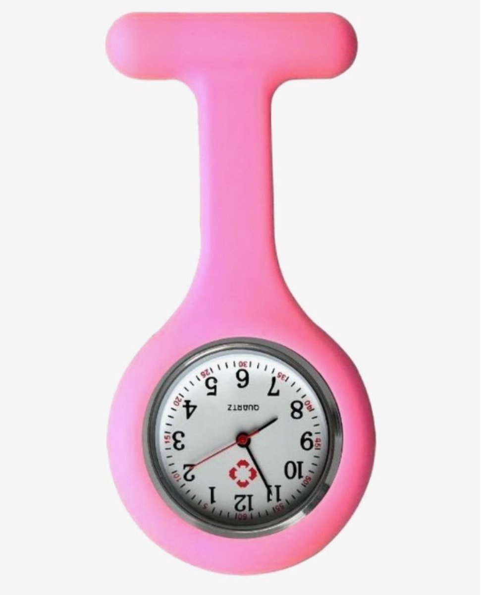 Jouw medische shop™ - nurse watch - verpleegsterhorloge - zusterhorloge - horloge - siliconen - Lichtroze