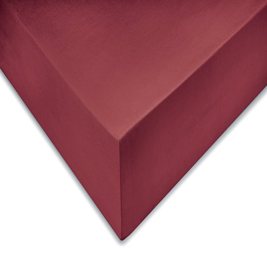 ZO! Home Satinado katoen/satijn hoeslaken rood - eenpersoons (90x210/220) - luxe uitstraling - perfect passend
